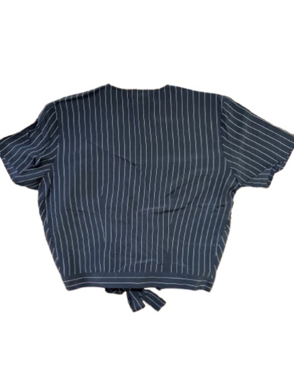 Holt Renfrew Black Pinstripe Wrap-Style Blouse - Picture 3 of 4